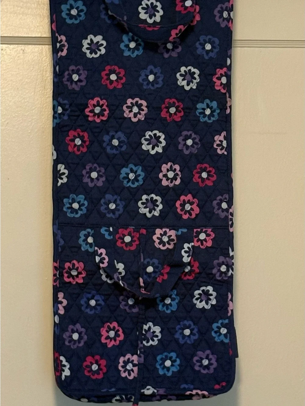 Vera Bradley Navy Floral Hanging Jewelry Organizer with Pink & Blue Flowers